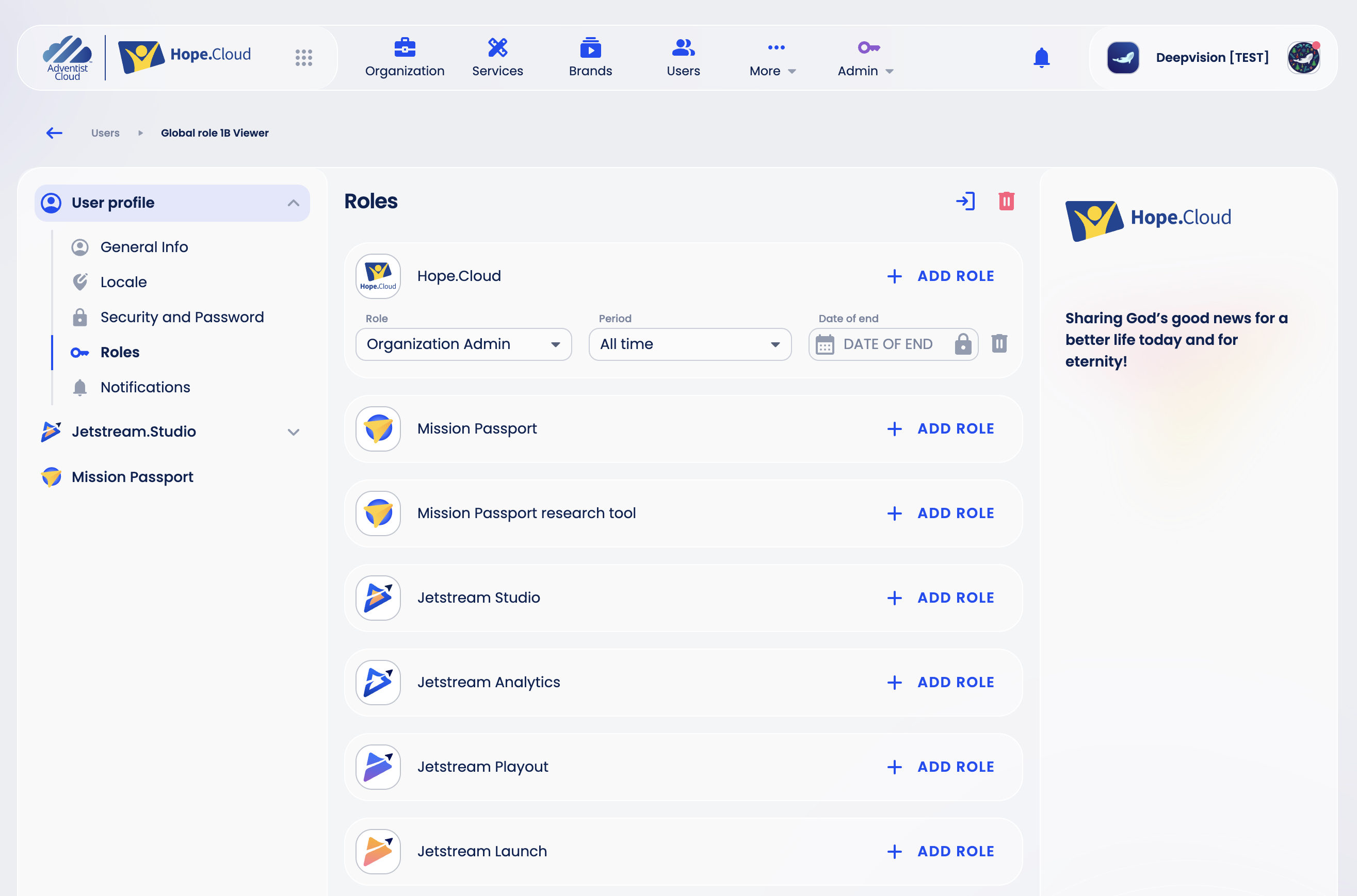Roles of a user