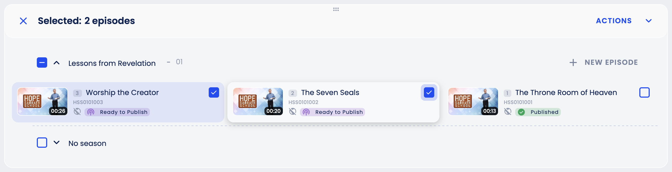 Selected episodes