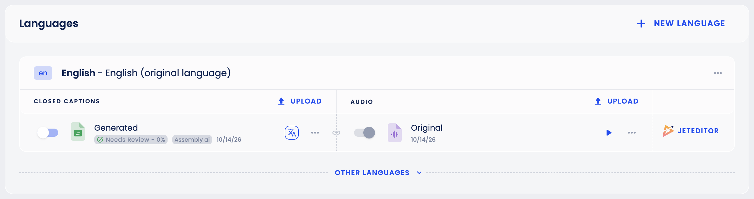 Languages block