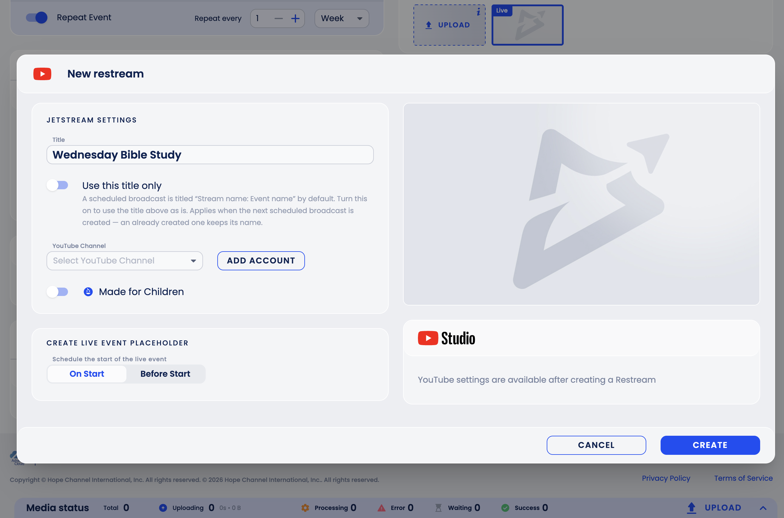 Linked YouTube restream