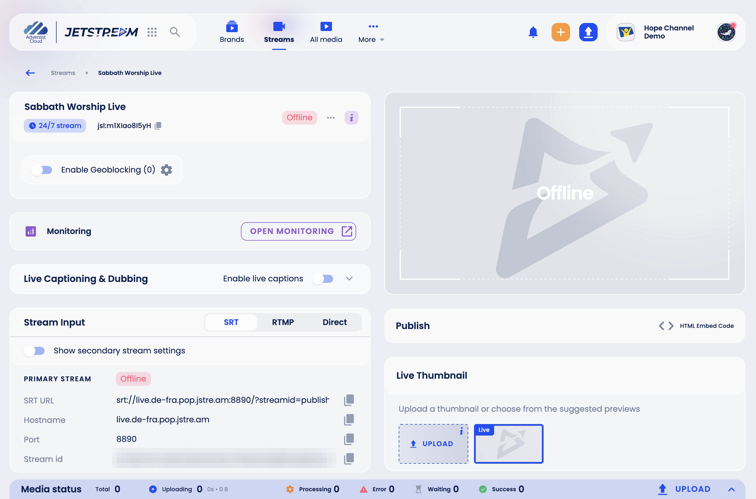 Stream page