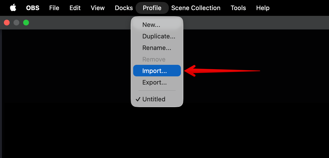 OBS Import button