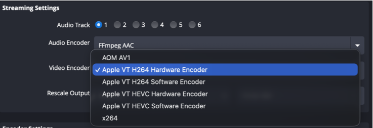 Video encoder dropdown