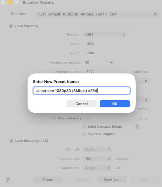 Preset name