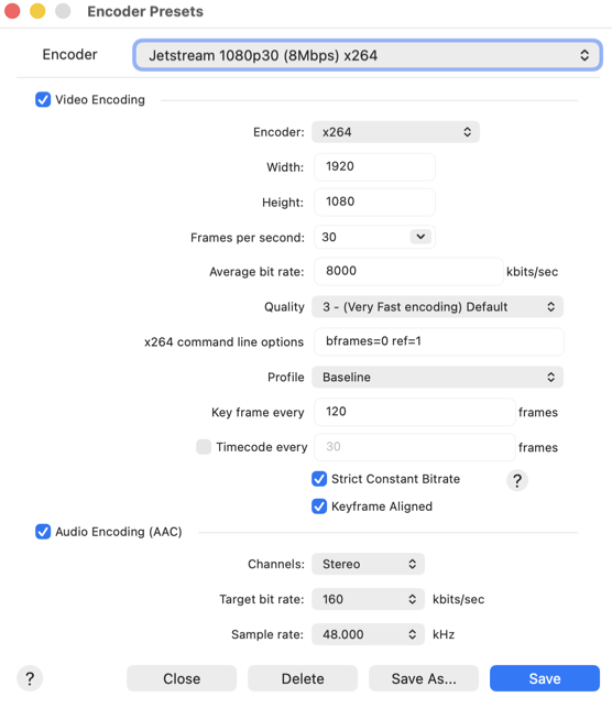 x264 encoder settings