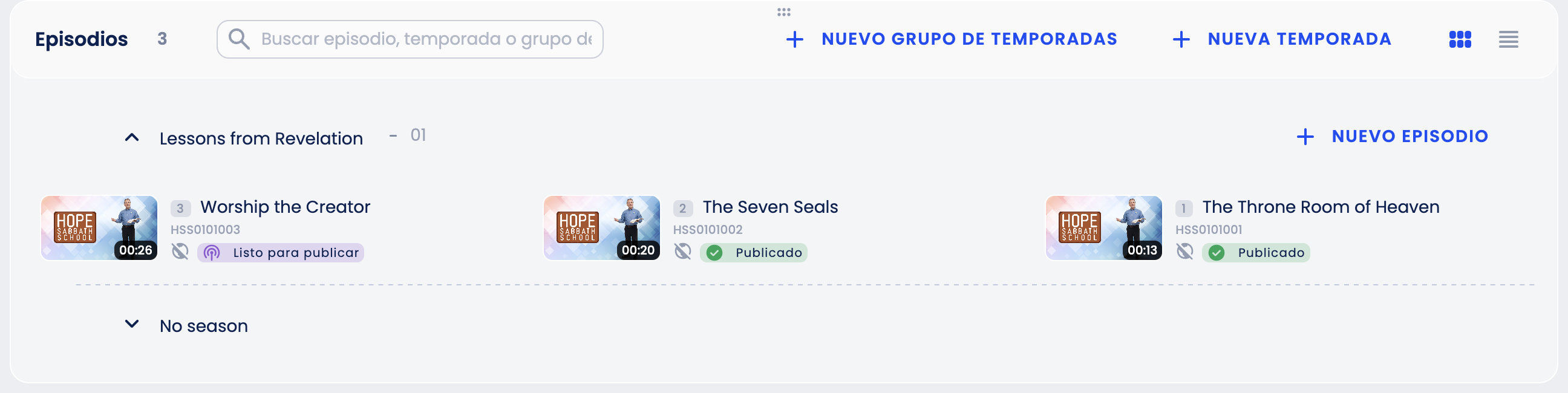 Episodios de una temporada