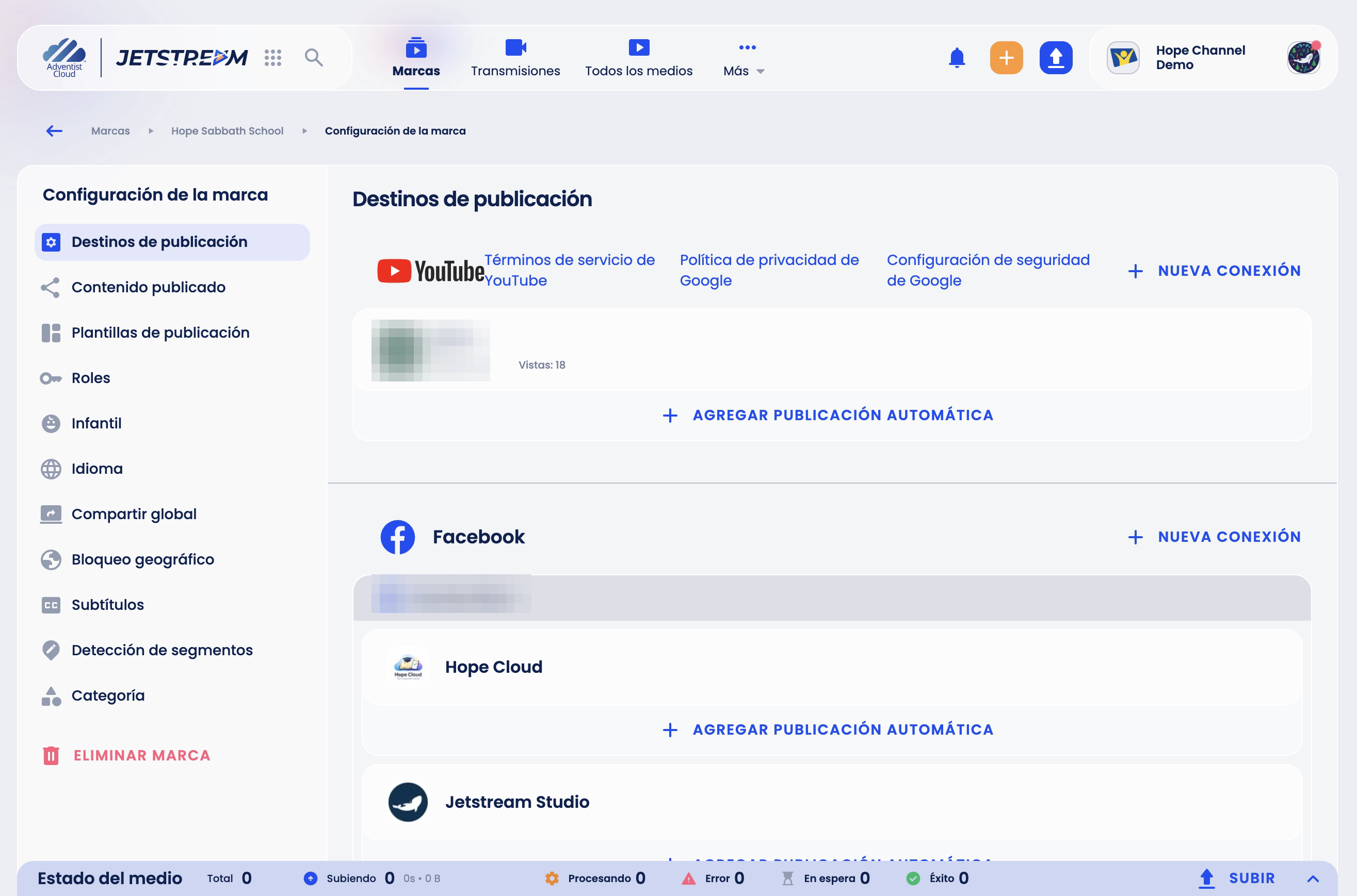Destinos de publicación