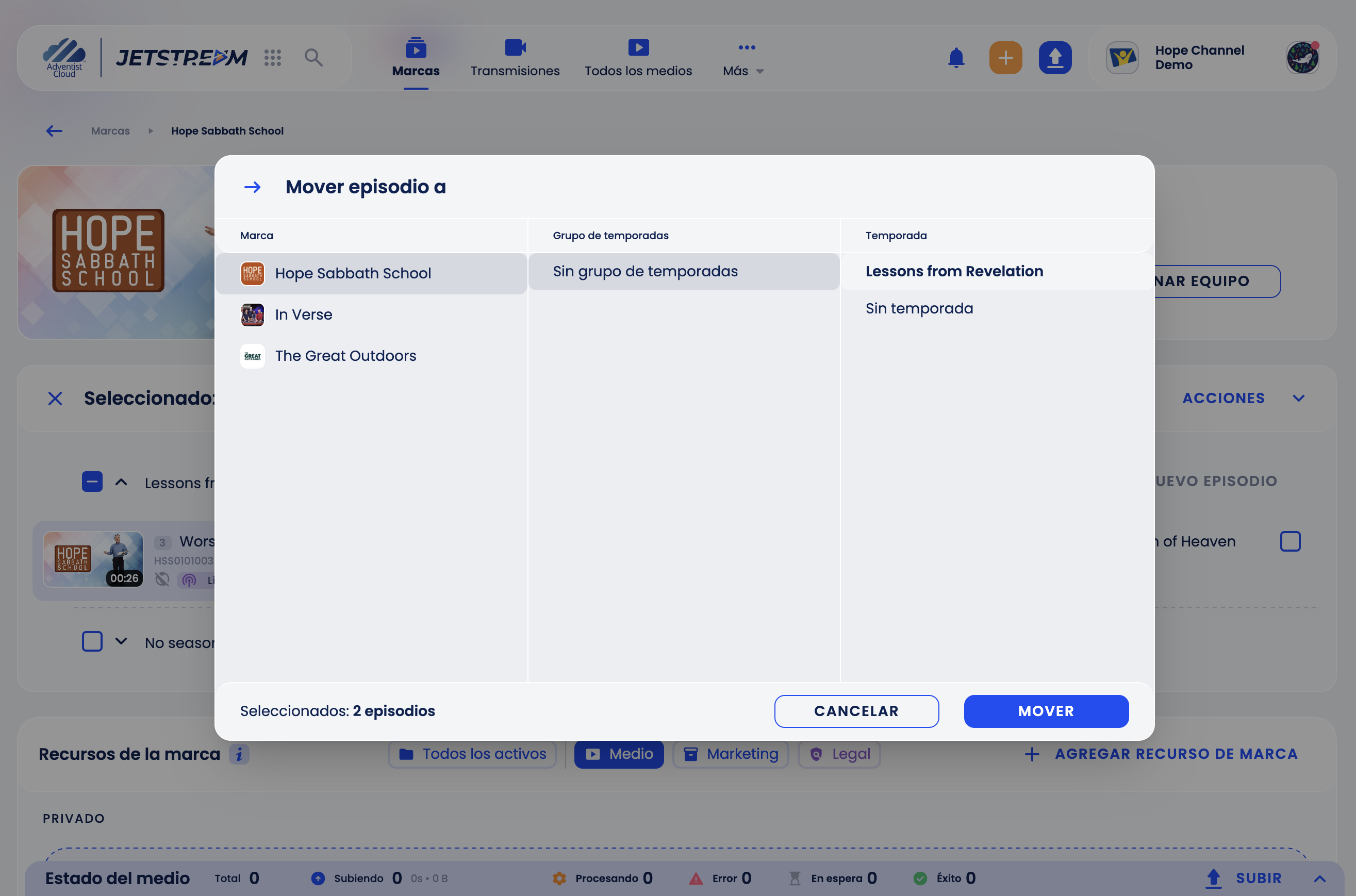 Mover episodio a