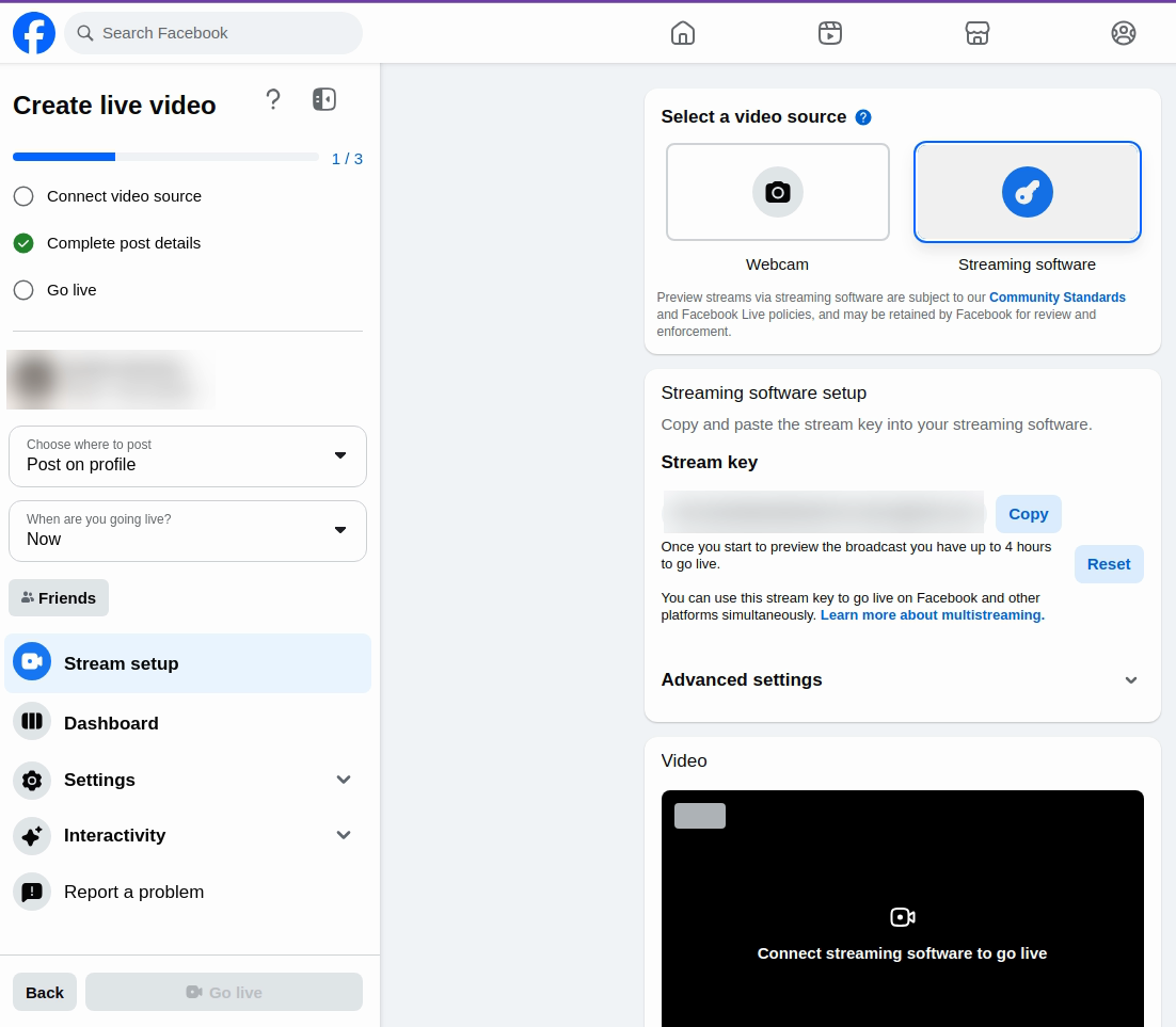 Crear un video en vivo en Facebook